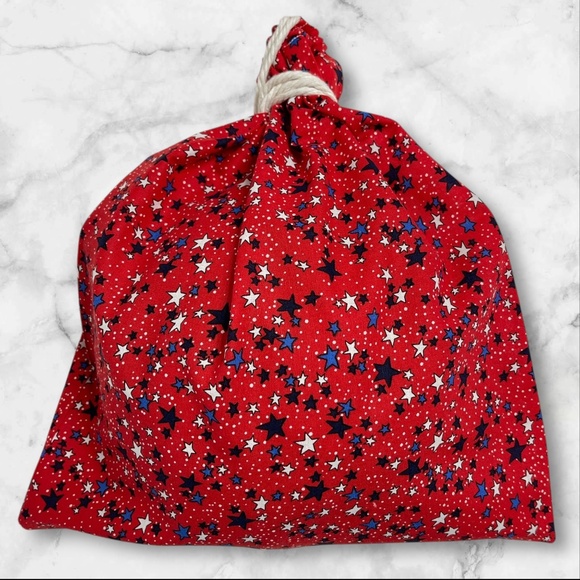 Red White & Blue Stars Cotton Linen Sourdough Bread Bag, Homemade Bread bag - Picture 3 of 4